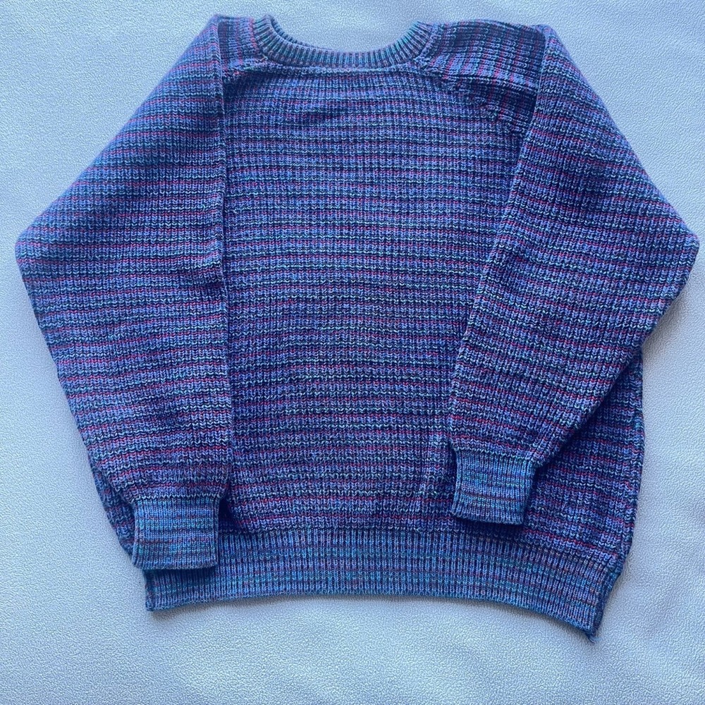 Vintage Beldoch Popper Sweater Mens Large Textured Cotton Crewneck USA Made Dad